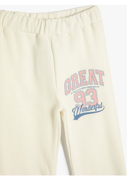 Jogger Eşofman Altı Beli Lastikli Baskı Detaylı Şardonlu modelleri