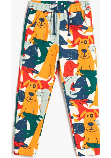 Jogger Eşofman Altı Hayvanlar Baskılı Cepli Pamuklu