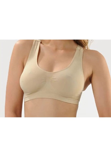 Kadın Dikişsiz Pedli Sporcu Toparlayıcı Siyah Büstiyer Südyen EDY125