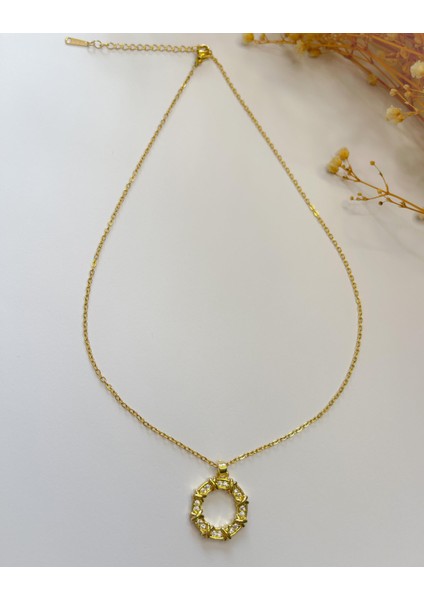 Çelik Kolye Marka Model Çelenk Gold Renk