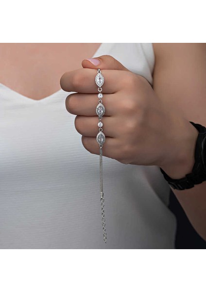 Gümüş Mekik Zirkon Taşlı Kadın Bileklik fiyatları