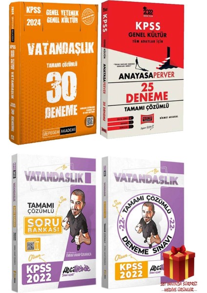 2024 KPSS Vatandaşlık 30 Deneme + Yargı Anayasa 25D + HOCA Webde Vatandaşlık Sb + 22 Deneme +