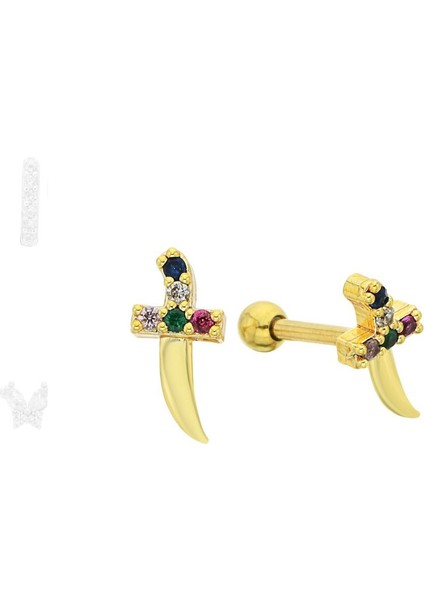 By Dilek Çetin Acessorry Multicolor Hançer Kıkırdak Helix Tragus Piercing
