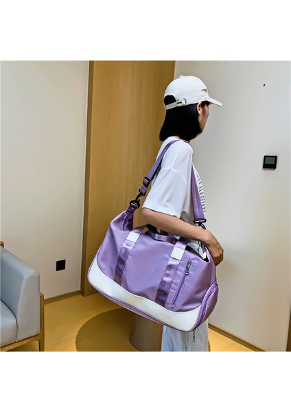 Spor Fitness Çantası Kadın Yoga Çantası Kuru Ve Islak Ayırma Kontrast Renkli Tek Omuzdan Askili Çanta Kısa Mesafe Taşınabilir Seyahat Çantası (Yurt Dışından) fırsatları