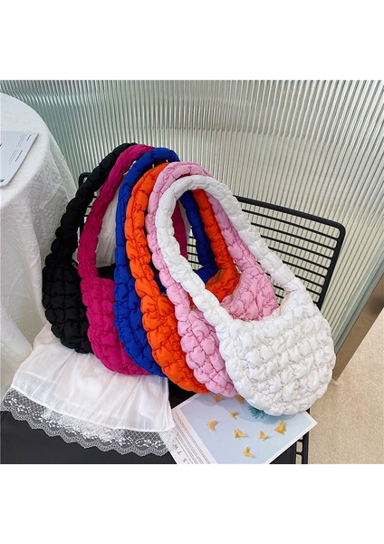 Bulut Çanta Pileli Puf Çanta Kore Versiyonu Kadın Tek Omuz Aşağı Çanta Rahat Büyük Kapasiteli Çanta Moda Trendy Çanta (Yurt Dışından) fırsatları