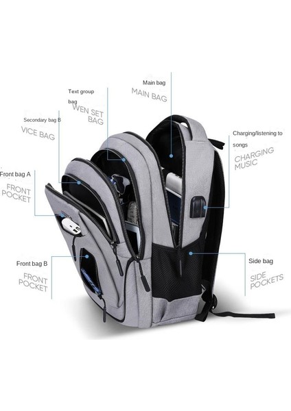 Şarj Edilebilir Usb Büyük Kapasiteli Sırt Çantası (Yurt Dışından) modelleri