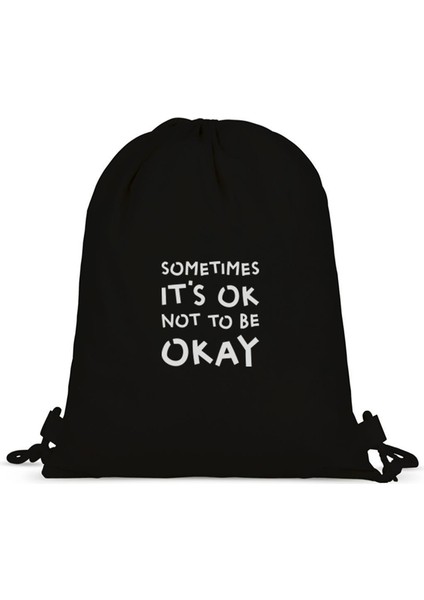 Okay Motto Baskılı Büzgülü Sırt Çantası