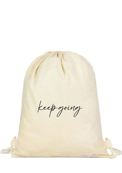 Tabby Design Keep Going Motto Baskılı Büzgülü Sırt Çantası