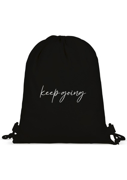 Tabby Design Keep Going Motto Baskılı Büzgülü Sırt Çantası