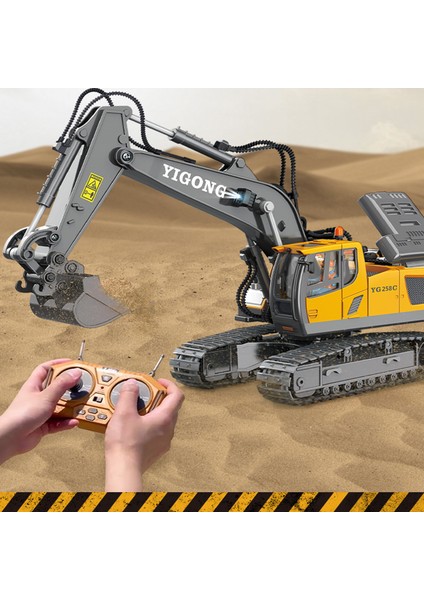 Işıklı Sesli Full Fonksiyon Metal Hareketli Kepçe 2.4ghz Uzaktan Kumandalı 680° Rotasyon Excavator