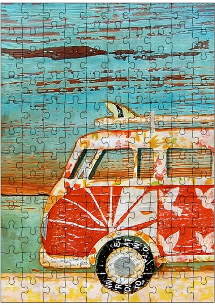 Karizma Tablo Ahşap Mdf Puzzle Yapboz Volkswagen ve Surf Zamanı 120 Parça 25*35 cm