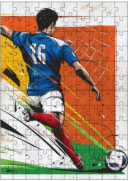 Karizma Tablo Ahşap Mdf Puzzle Yapboz Futbolcu ve Kale 120 Parça 25*35 cm