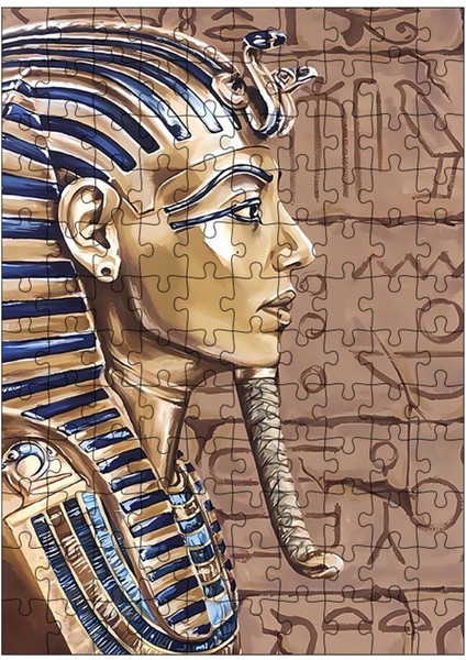 Karizma Tablo Ahşap Mdf Puzzle Yapboz Mısır Firavunu Tutankhamun 120 Parça 25*35 cm