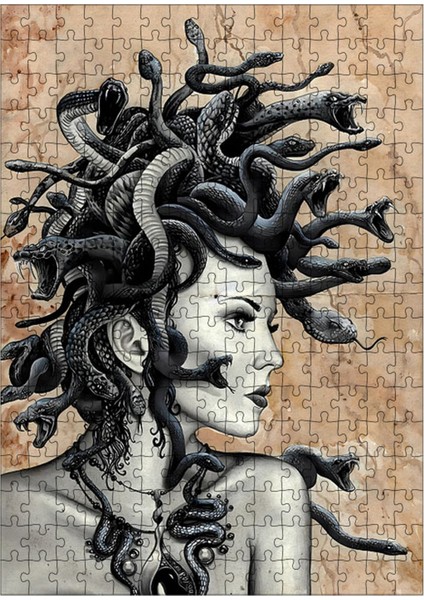 Karizma Tablo Ahşap Mdf Puzzle Yapboz Gotik Medusa  255 Parça 35*50 cm