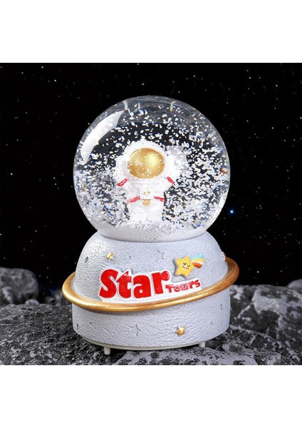 Astronot Temalı Büyük Boy Püskürtmeli Müzikli Işıklı Kar Küresi