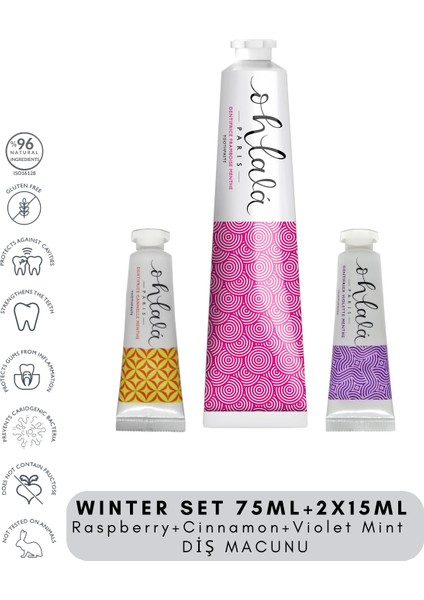 Raspberry Mint 75 ml + Cinnamon Mint 15 ml + Violet Mint 15 ml Winter Set Diş Macunu