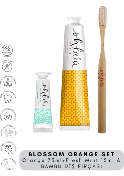 Orange Mint 75 ml + Fresh Mint 15 ml + Bambu Diş Fırçası Blossom Orange Set fiyatları