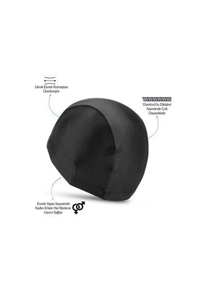 Likralı Havuz Deniz Yüzücü Bonesi Siyah Renk modelleri