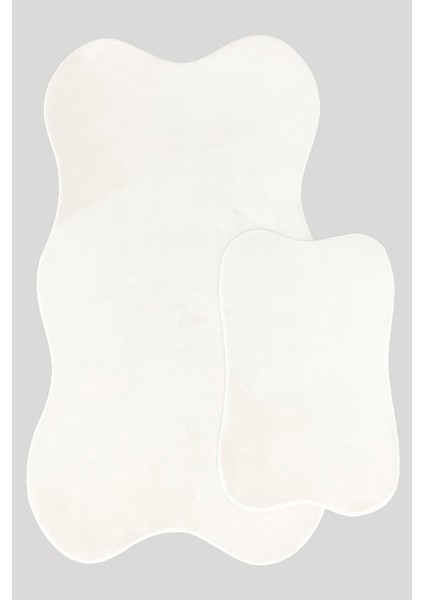 Anatolia 2'li Krem 80X140 + 50X70 cm Büyük Ebat Banyo Paspası Seti Kaymaz Tabanlı Klozet Takımı