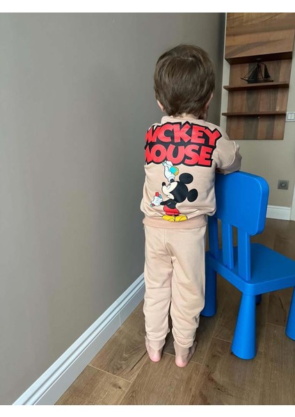 Miniko Kids Erkek Çocuk Mickey Bisiklet Yaka Pamuk Eşofman Takımı