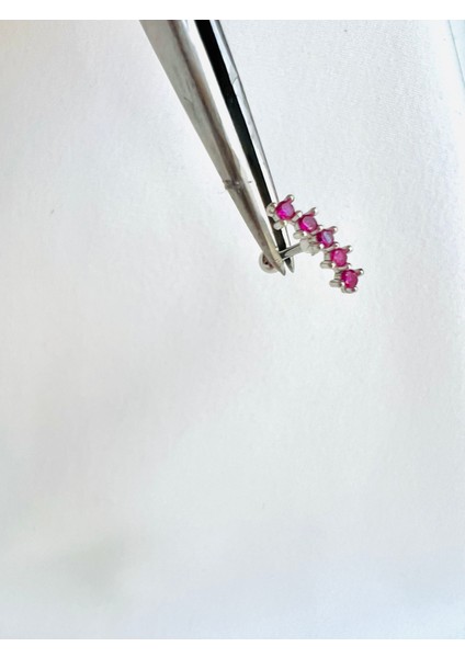 By Dilek Çetin Acessorry Pembe 5 Taşlı Kıkırdak Helix Tragus Piercing (1ADET)