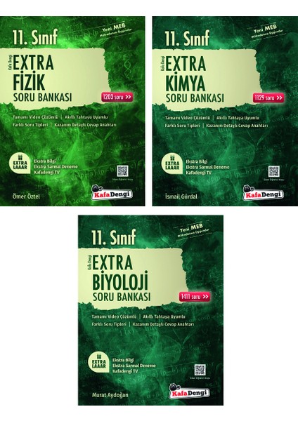 11.Sınıf Extra Fizik + Kimya + Biyoloji Soru Bankası Seti
