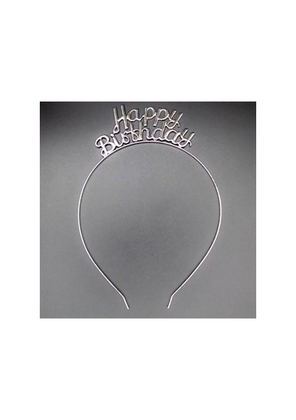 1 Adet Gümüş Happy Birthday Yazılı Metal Parti Taç Doğum Günü Renkli Parti Tacı 18 cm