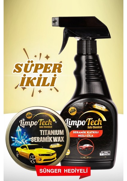 Limpo Tech Tıtanıum Seramik Wax 150 ml /seramik Katkılı Hızlı ve Pratik Cila 500ML Waxcila