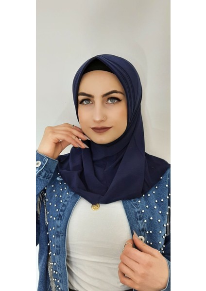 Takmatik Pratik Eşarp -Hac -Umre -Günlük Kullanıma Uygun Iç Göstermez.lacivert