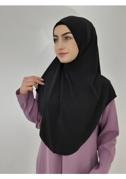 Namaz Örtüsü Hazır Büyük Esarp Malezya Modeli Khimar Tek Parca Hac ve Umre Icin Siyah Renk