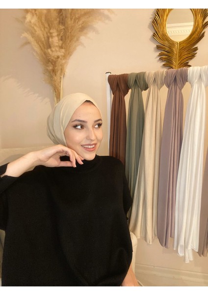Cıtcıtlı Hazır Eşarp Şal Hijap Bej Renk