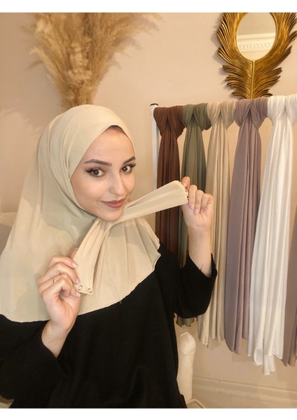 Cıtcıtlı Hazır Eşarp Şal Hijap Bej Renk