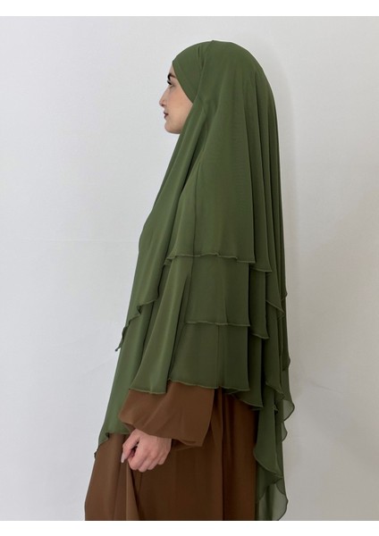 3katlı Multı Sifon Sufle Khimar Peceli Hazır Büyük Esarp Mint Yeşili fiyatları