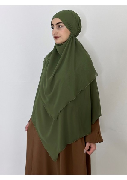 3katlı Multı Sifon Sufle Khimar Peceli Hazır Büyük Esarp Mint Yeşili indirimleri