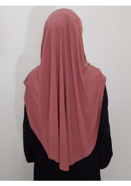 Namaz Örtüsü Hazır Büyük Esarp Malezya Modeli Khimar Tek Parca Hac ve Umre Icin Gül Kurusu