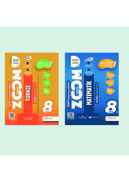 Günay 8.Sınıf Zoom ve Bumerang Serisi Türkçe + Matematik Soru Bankası ve Etkinlikli fiyatları