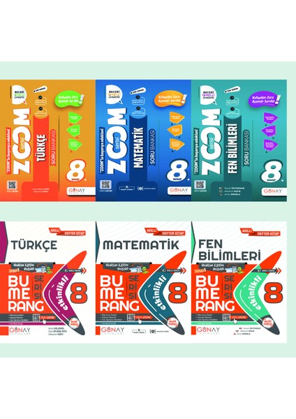 8.Sınıf Kazandıran Türkçe + Matematik Soru Bankası ve Günay Bumerang Etkinlikli Türkçe + Matematik
