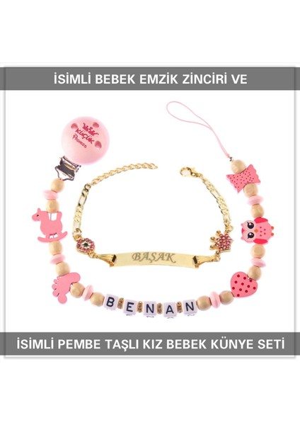 Isimli Bebek Emzik Zinciri ve Isimli Bebek Künye Seti BEZYI547