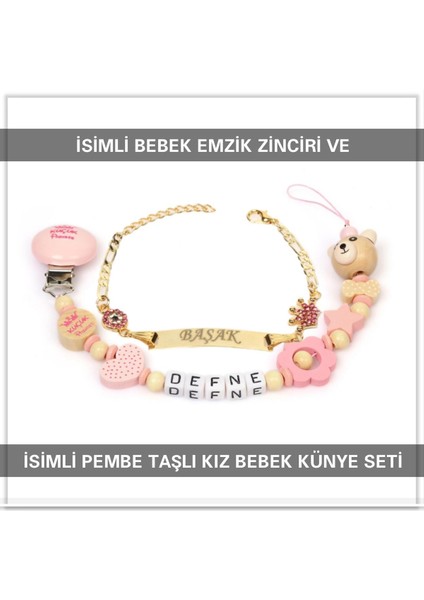 Isimli Bebek Emzik Zinciri ve Isimli Bebek Künye Seti BEZYI568