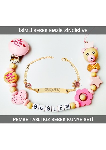 Isimli Bebek Emzik Zinciri ve Isimli Bebek Künye Seti BEZYI542