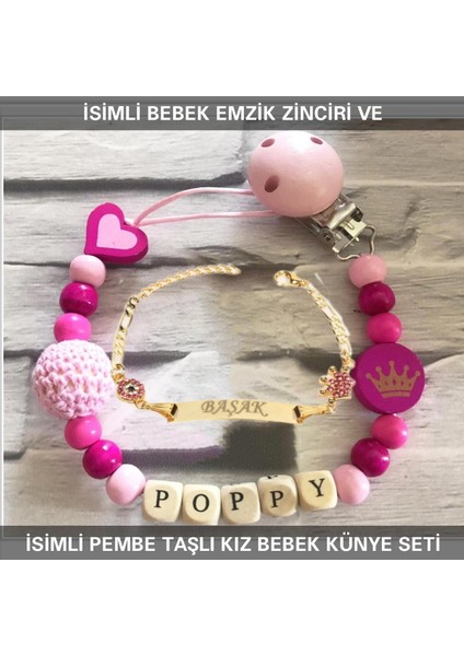 Sahi Aksesuar Isimli Bebek Emzik Zinciri ve Isimli Bebek Künye Seti BEZYI583