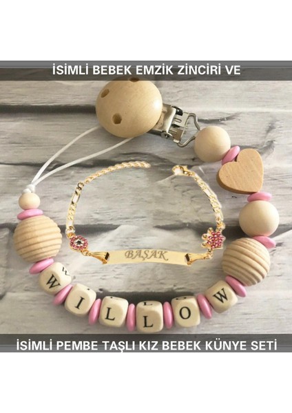 Isimli Bebek Emzik Zinciri ve Isimli Bebek Künye Seti BEZYI590