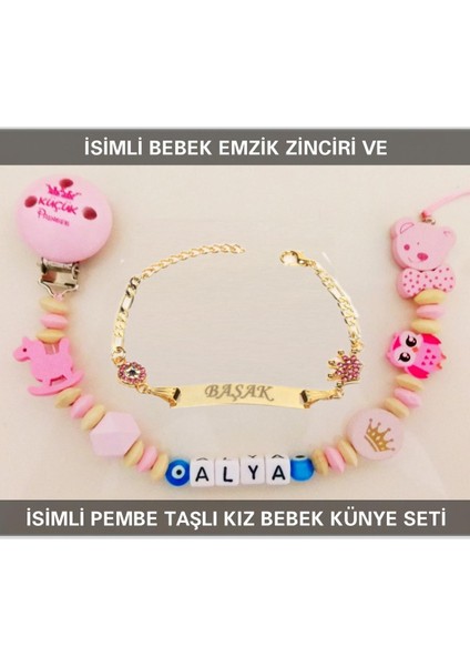 Isimli Bebek Emzik Zinciri ve Isimli Bebek Künye Seti BEZYI566