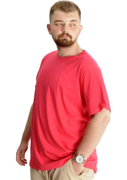 Büyük Beden Erkek T-Shirt Basic 20031 Mercan