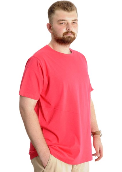 Büyük Beden Erkek T-Shirt Basic 20031 Mercan modelleri