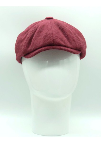 Kışlık Kaşe Yünlü Bej Balıksırtı Desenli 8 Parçalı Irish Stili Peaky Blinders Kasket Şapka