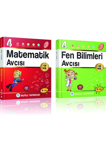 4. Sınıf Avcı Serisi Matematik ve Fen Bilimleri Avcısı Seti Mutlu Yayınları