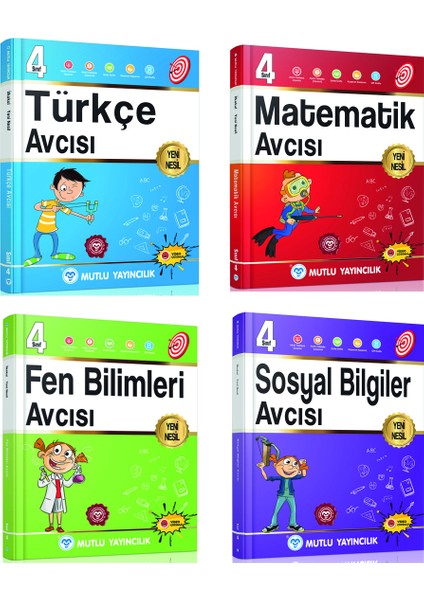 4. Sınıf Avcı Serisi Türkçe Matematik Fen Bilimleri Sosyal Bilgiler Avcısı Seti Mutlu Yayınları