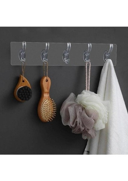 5li Yapışkanlı Silikon Kapı Arkası Banyo Duvar Mutfak Askısı