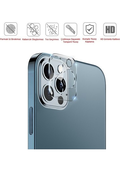iPhone 12 Pro Max 9H Temperli Kamera Lens Koruma Camı (2 Adet)